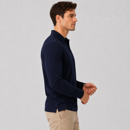 Montviro | Men's Polo Shirt Geometric Print Long Sleeve Regular Fit