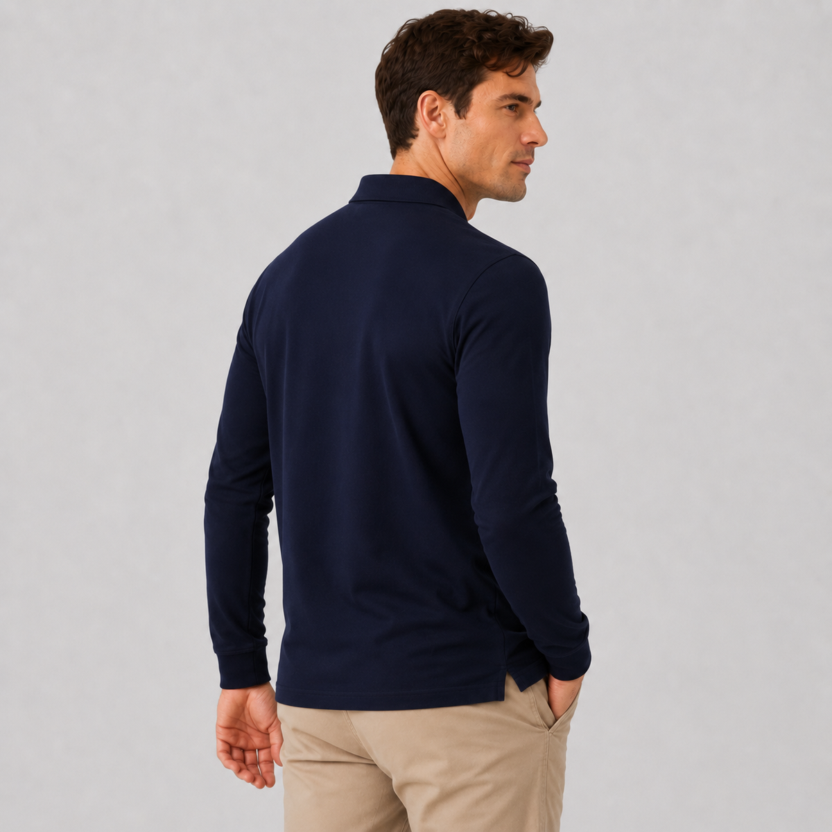 Montviro | Men's Polo Shirt Geometric Print Long Sleeve Regular Fit