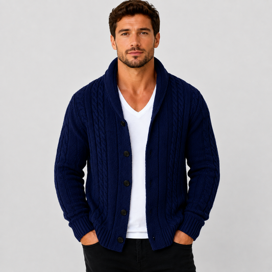 Montviro | Men's Cable Knit Cardigan – Warm Button Front Winter Sweater