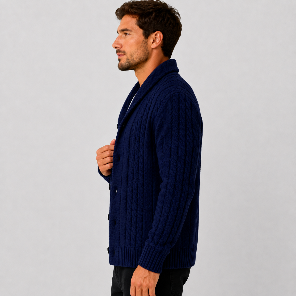 Montviro | Men's Cable Knit Cardigan – Warm Button Front Winter Sweater