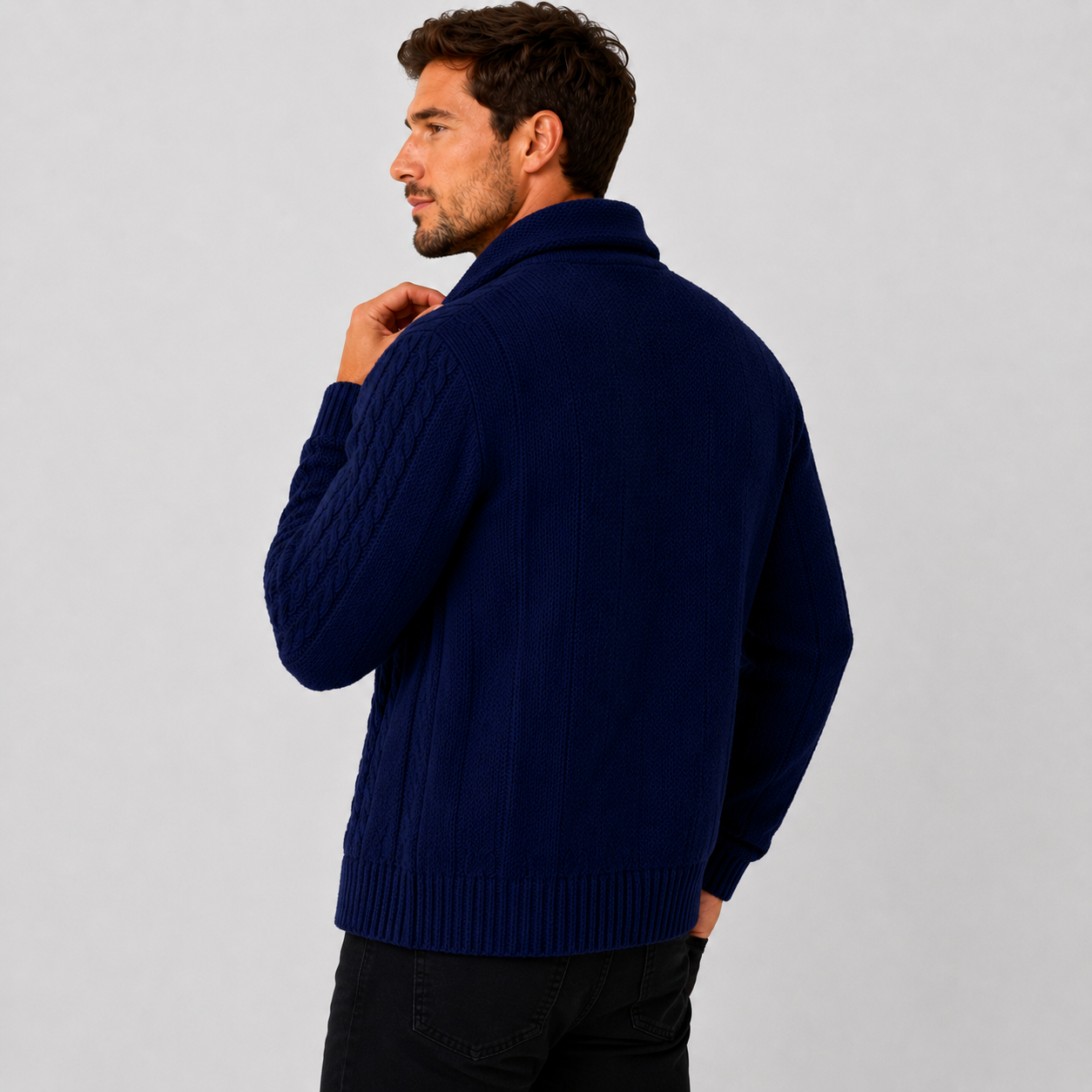 Montviro | Men's Cable Knit Cardigan – Warm Button Front Winter Sweater