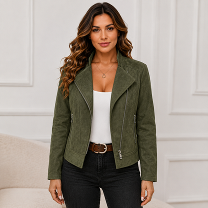 Montviro | Women’s Biker Jacket – Stand Collar Plus Size