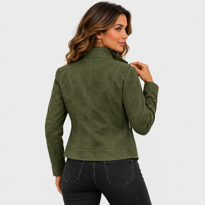 Montviro | Women’s Biker Jacket – Stand Collar Plus Size