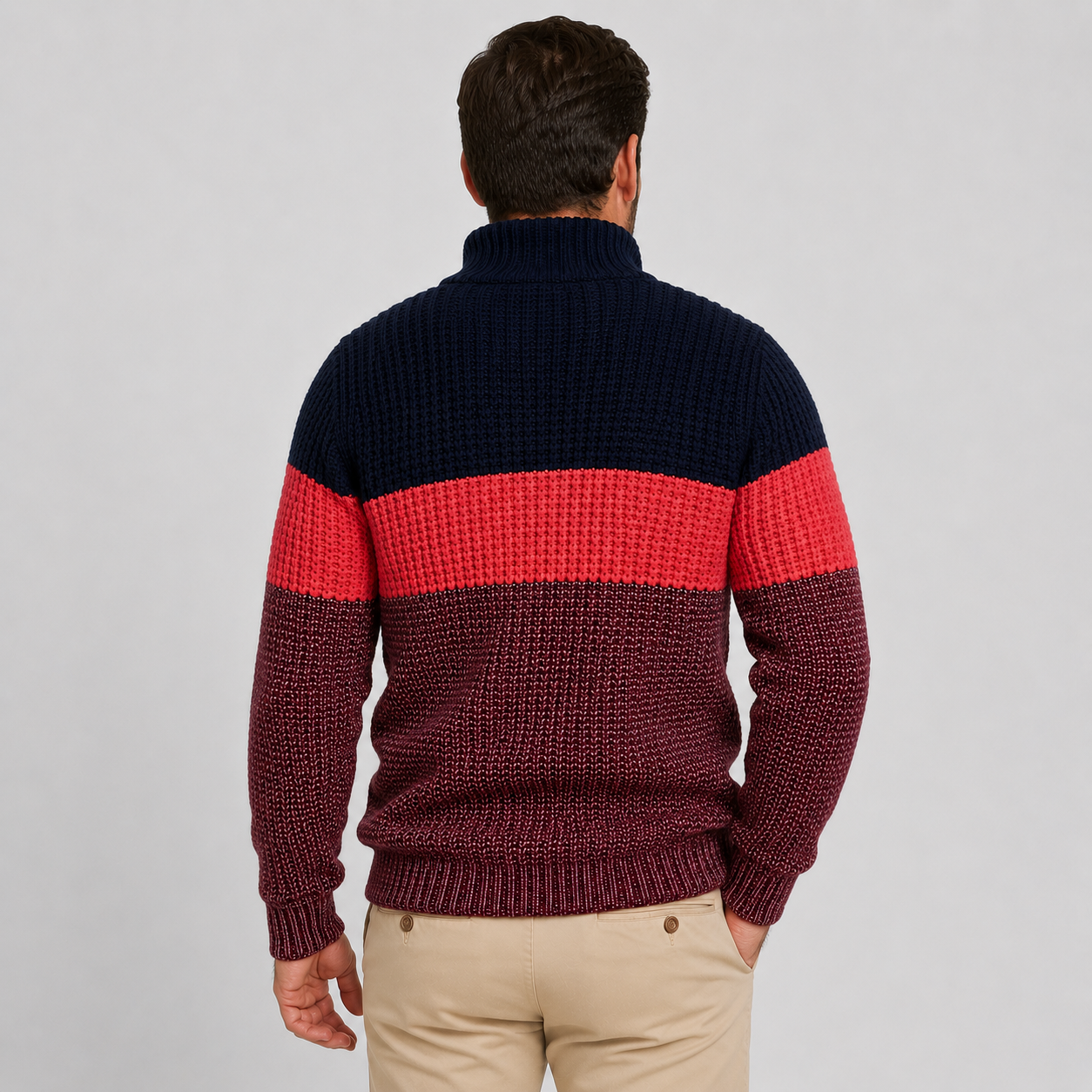 Montviro | Men’s Quarter-Zip Knit Sweater Classic Stripe