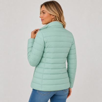 Montviro | Women's Lightweight Puffer Jacket - Warm High Neck Zip Front
