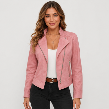 Montviro | Women’s Biker Jacket – Stand Collar Plus Size