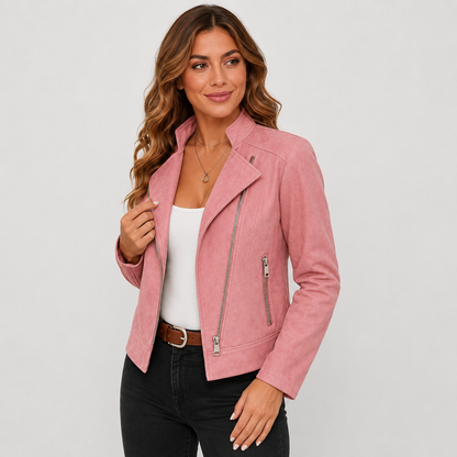 Montviro | Women’s Biker Jacket – Stand Collar Plus Size