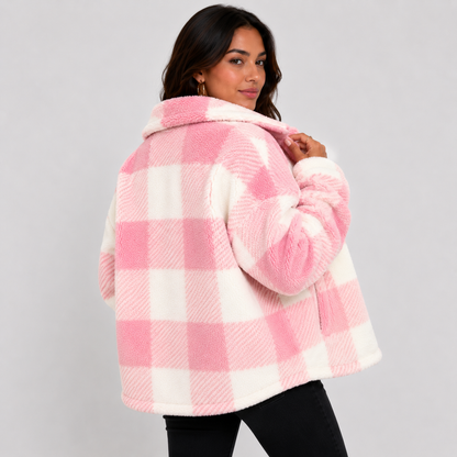 Montviro | Women's Plaid Plush Jacket – Soft Fall Winter Coat