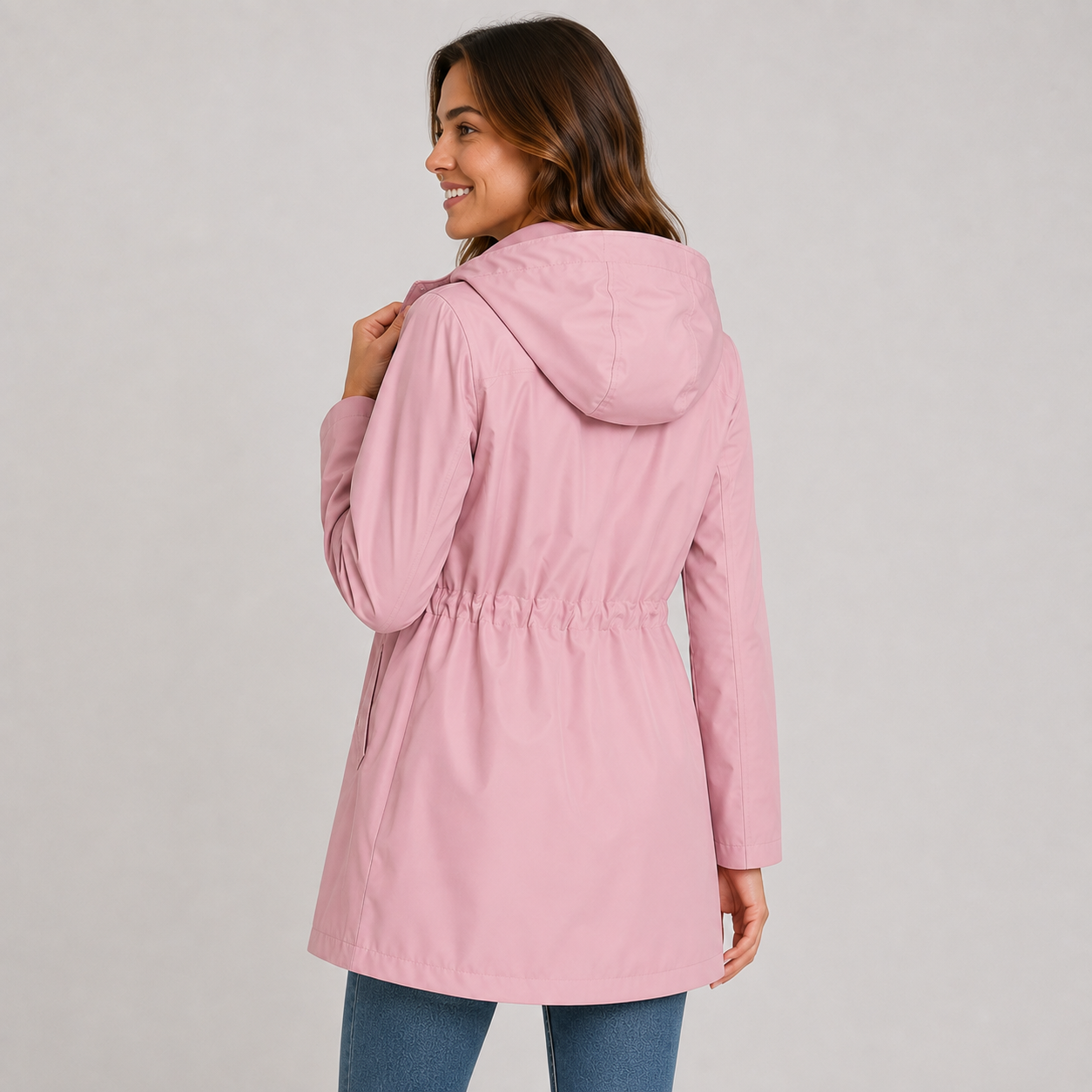Montviro | Women's Plus Size Jacket Lightweight Hooded Cinched Waist