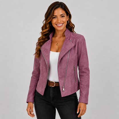 Montviro | Women’s Biker Jacket – Stand Collar Plus Size