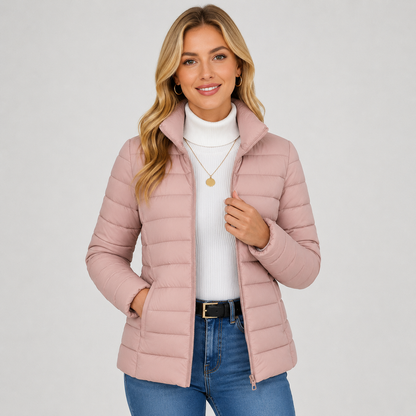 Montviro | Women's Lightweight Puffer Jacket - Warm High Neck Zip Front
