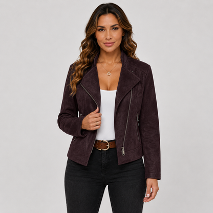 Montviro | Women’s Biker Jacket – Stand Collar Plus Size