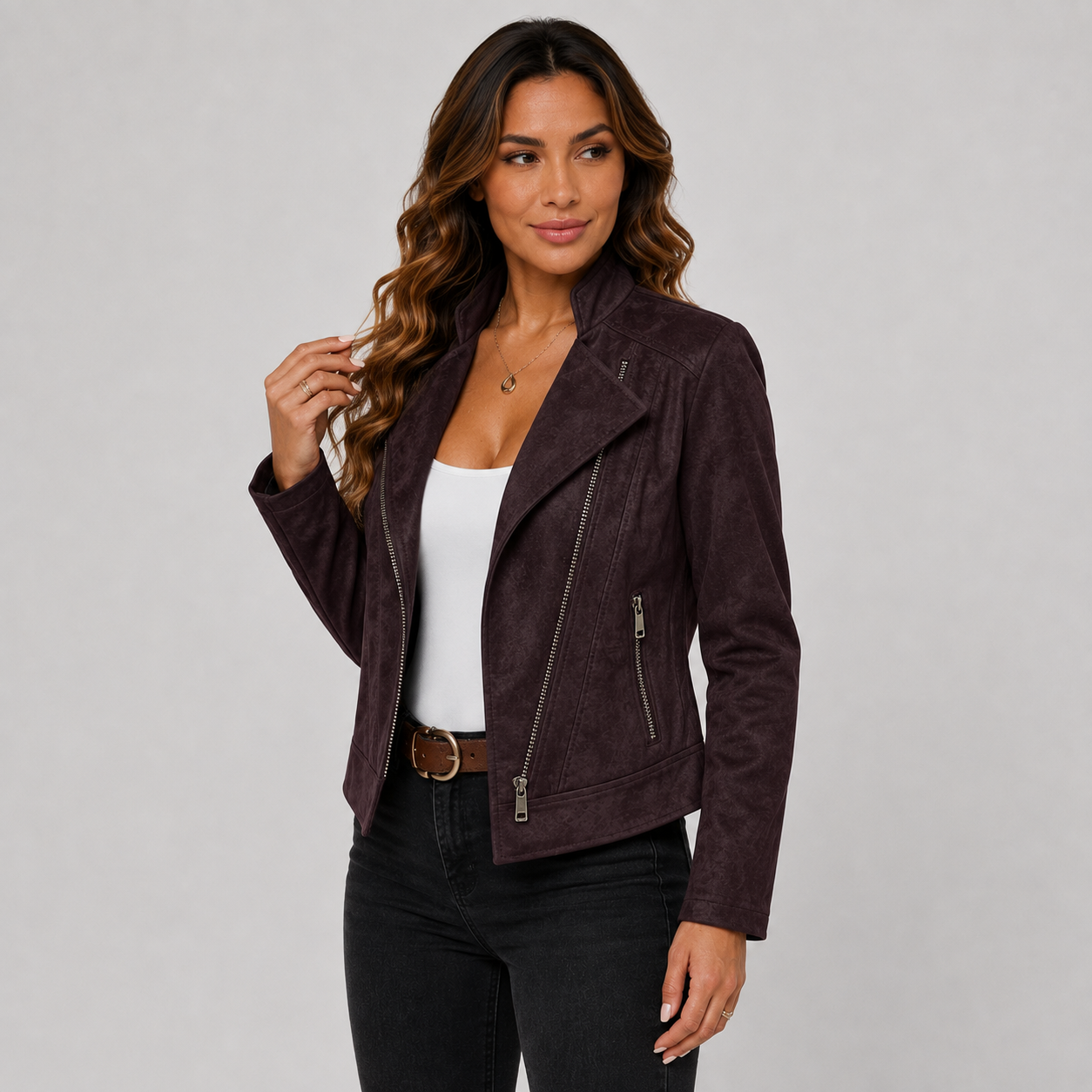 Montviro | Women’s Biker Jacket – Stand Collar Plus Size