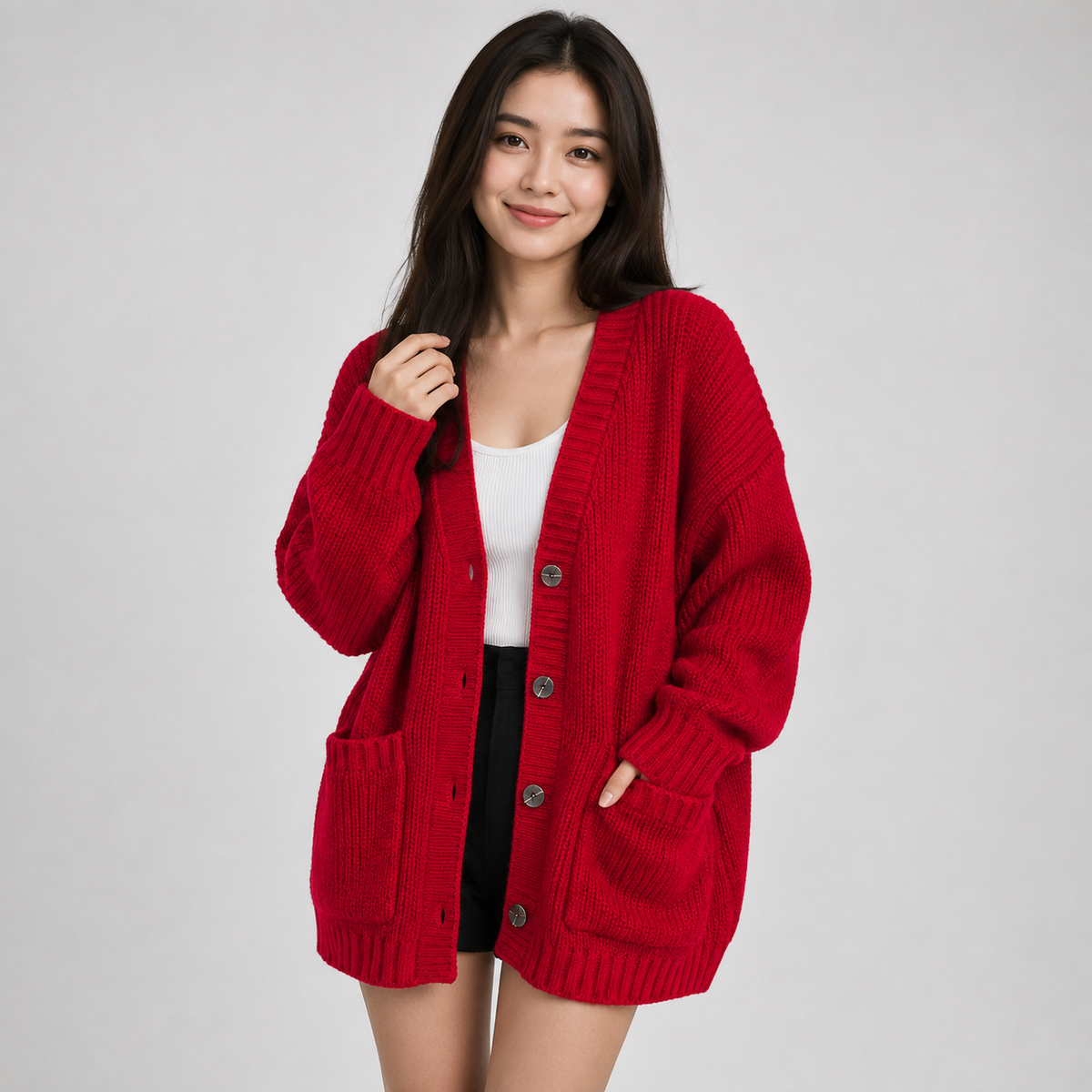 Montviro | Women’s Cardigan V-Neck Knit Single Button Classic Fit
