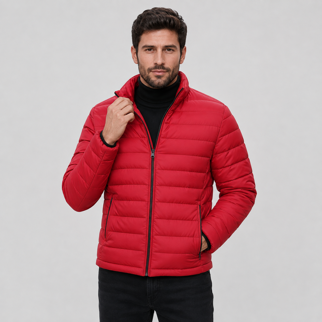 Montviro | Men's Quilted Jacket Warm Stand Collar Casual Zip Coat