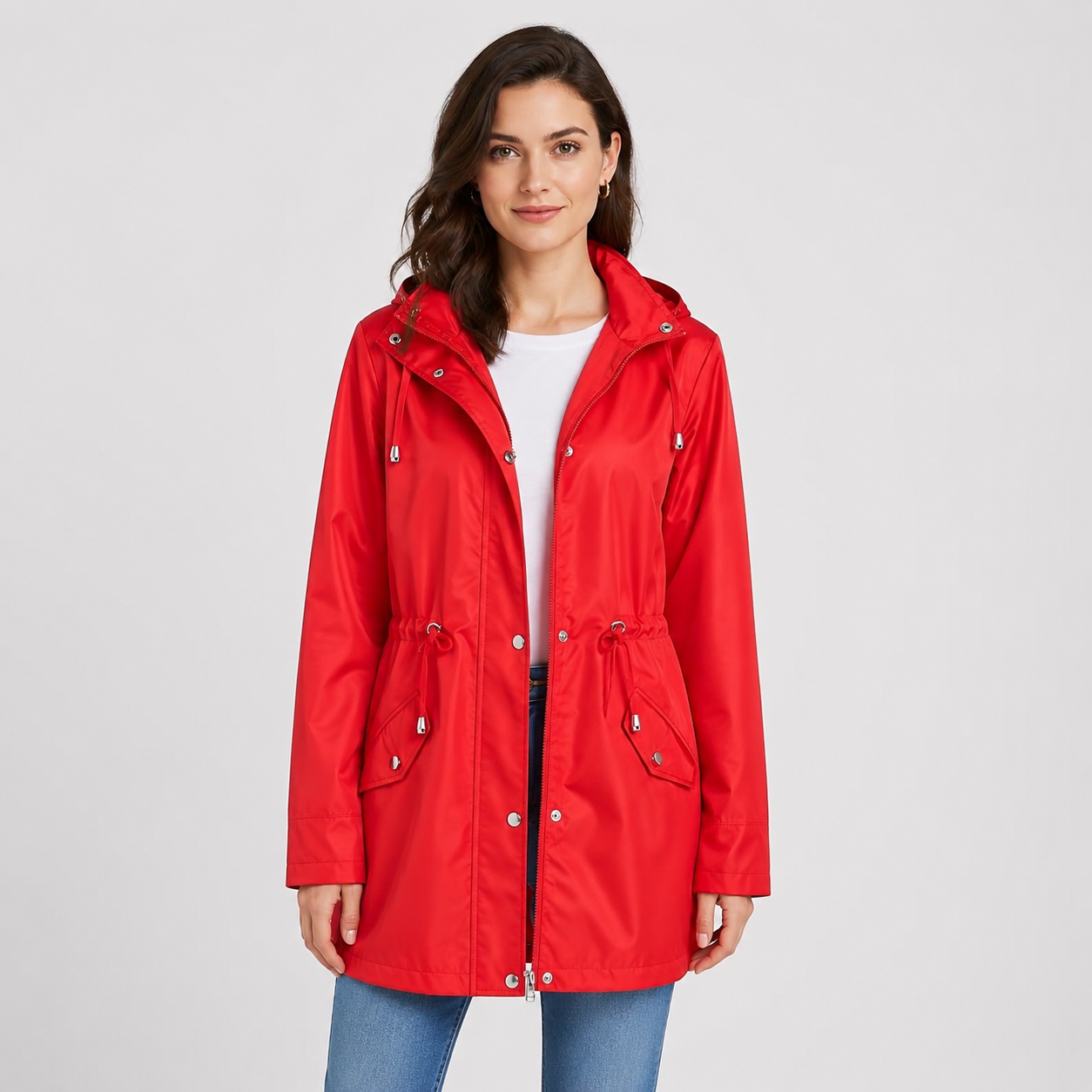 Montviro | Women's Plus Size Jacket Lightweight Hooded Cinched Waist
