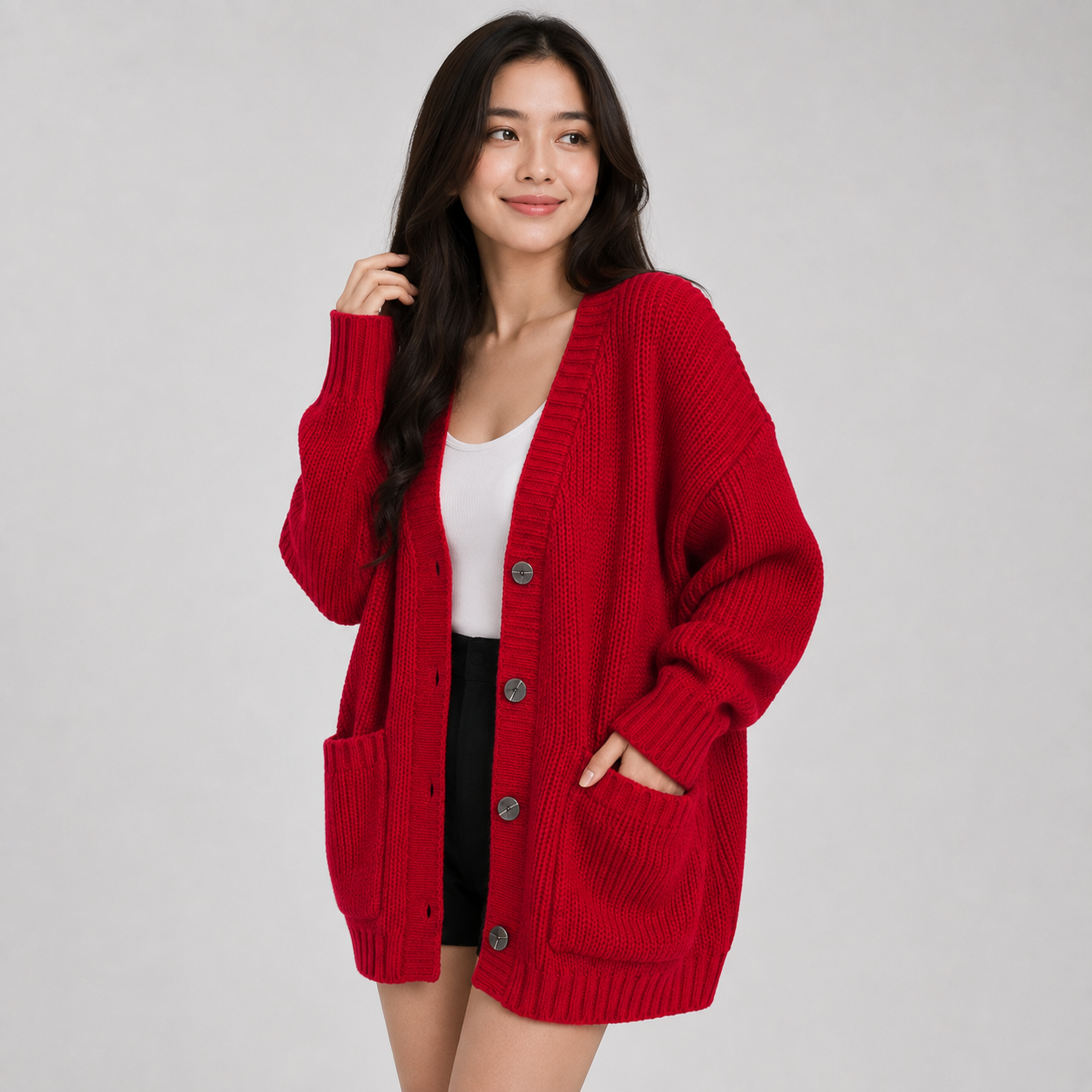 Montviro | Women’s Cardigan V-Neck Knit Single Button Classic Fit