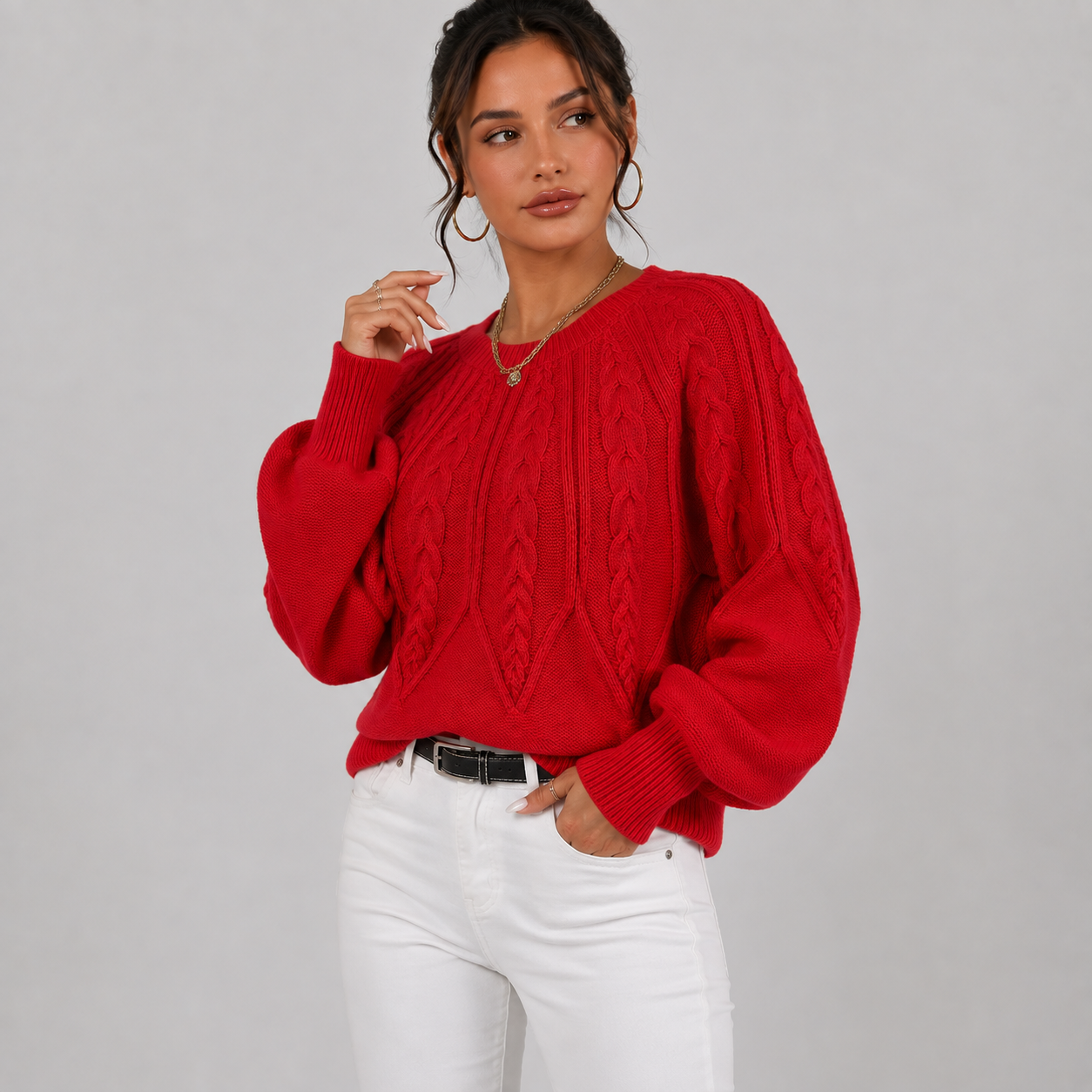 Montviro | Women's Plus Size Sweater – High Stretch Knit Fall Winter Pullover