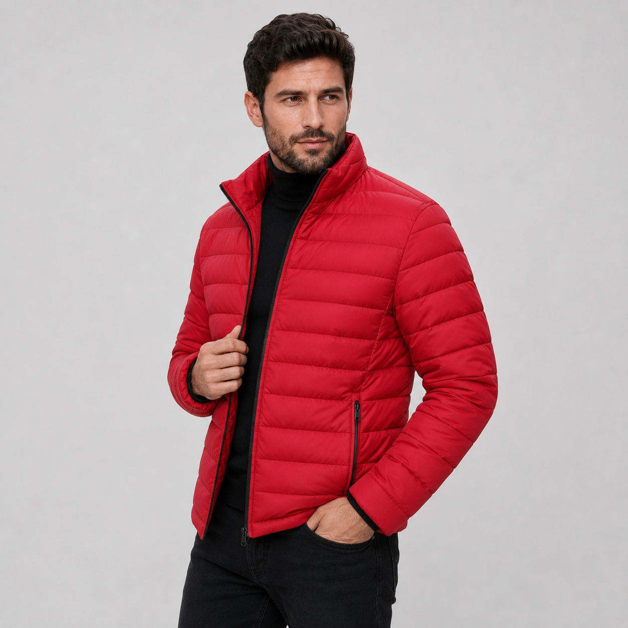Montviro | Men's Quilted Jacket Warm Stand Collar Casual Zip Coat