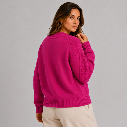 Montviro | Women’s Cardigan Cable Knit Button Front V-Neck Sweater