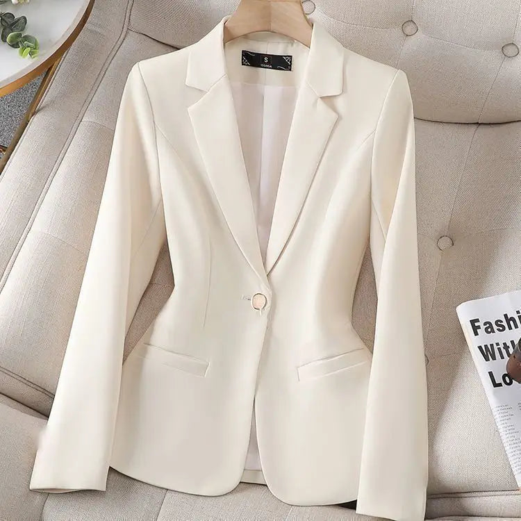 Spring New Style Coffee Color Korean Version Casual Slim Fit Small Suit Jacket Versatile Short Length Long Sleeve Women's