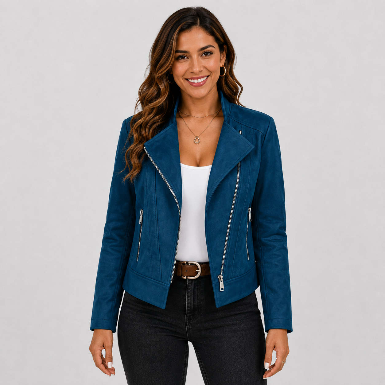Montviro | Women’s Biker Jacket – Stand Collar Plus Size