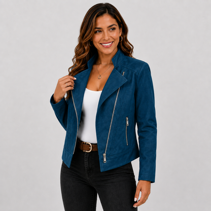 Montviro | Women’s Biker Jacket – Stand Collar Plus Size