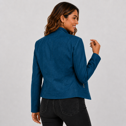 Montviro | Women’s Biker Jacket – Stand Collar Plus Size