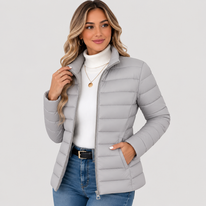Montviro | Women's Lightweight Puffer Jacket - Warm High Neck Zip Front