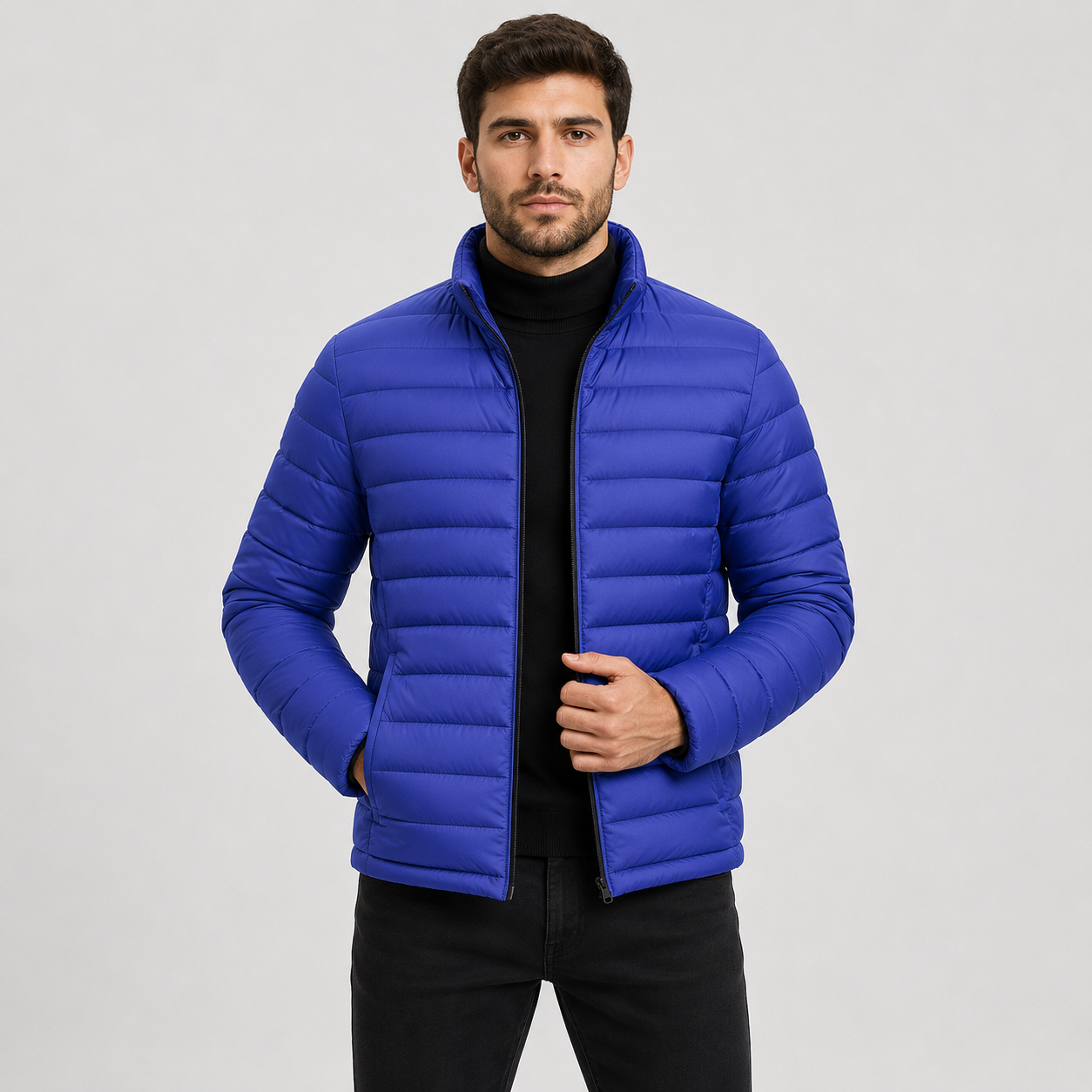 Montviro | Men's Quilted Jacket Warm Stand Collar Casual Zip Coat