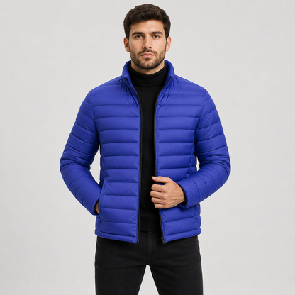 Montviro | Men's Quilted Jacket Warm Stand Collar Casual Zip Coat