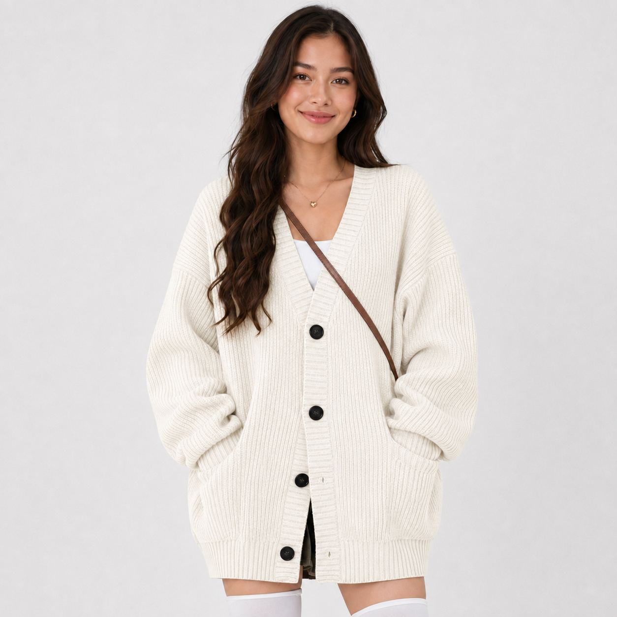 Montviro | Women’s Cardigan V-Neck Knit Single Button Classic Fit
