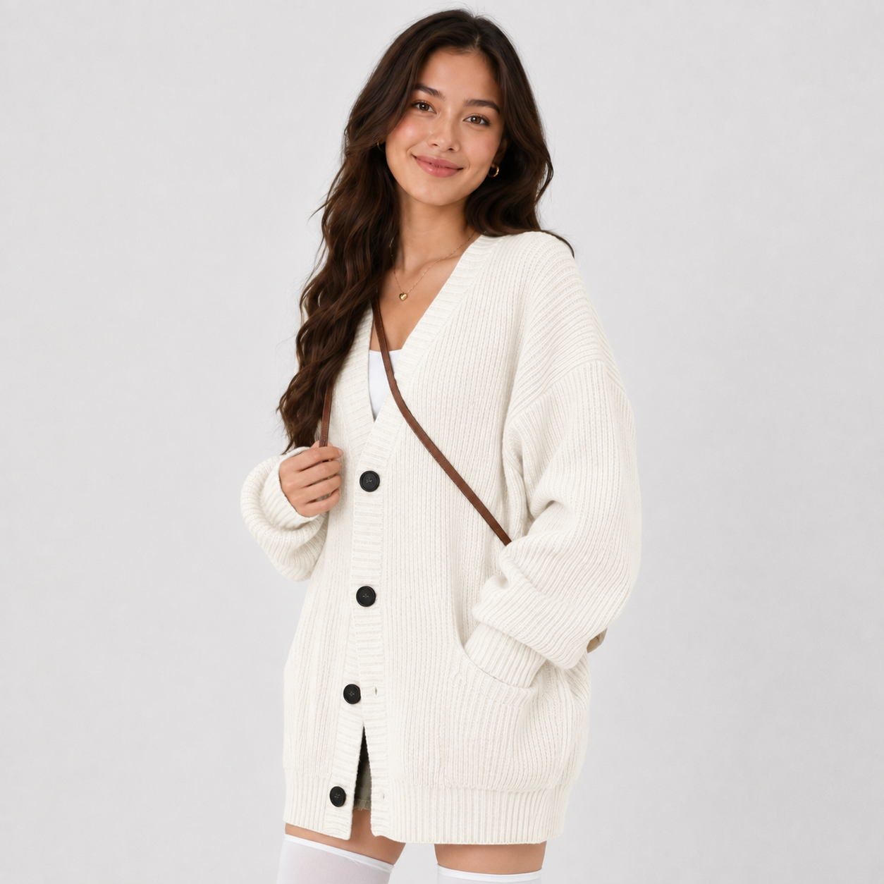 Montviro | Women’s Cardigan V-Neck Knit Single Button Classic Fit