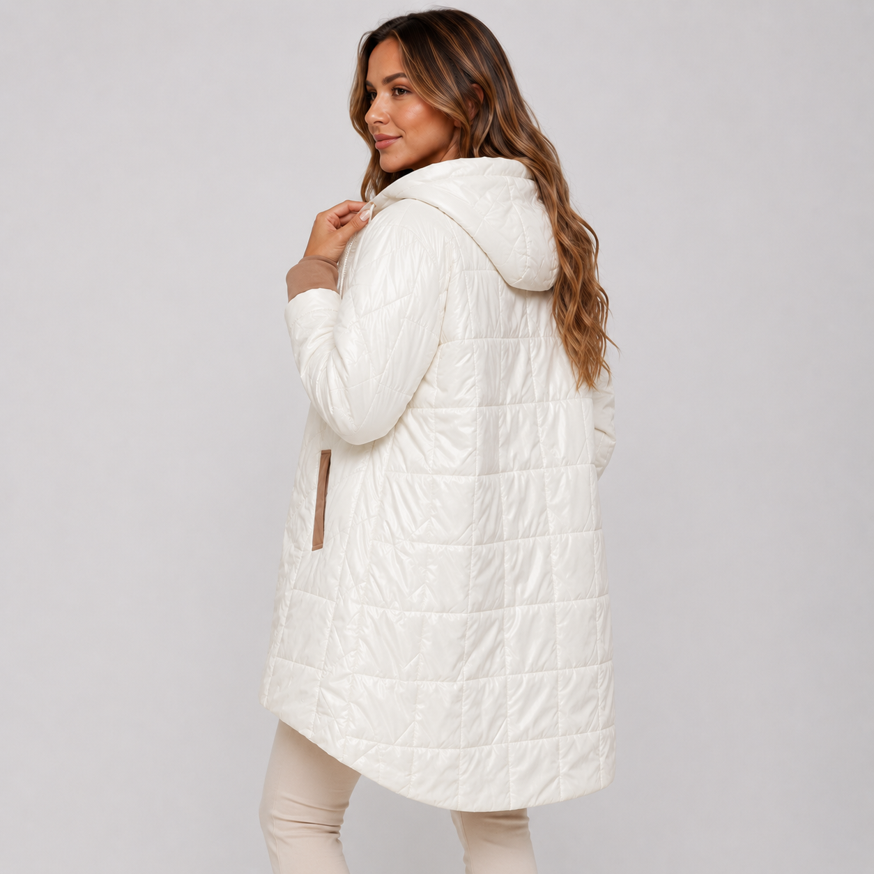 Montviro | Women's Midi Puffer Coat – Warm Hooded Jacket with Pockets