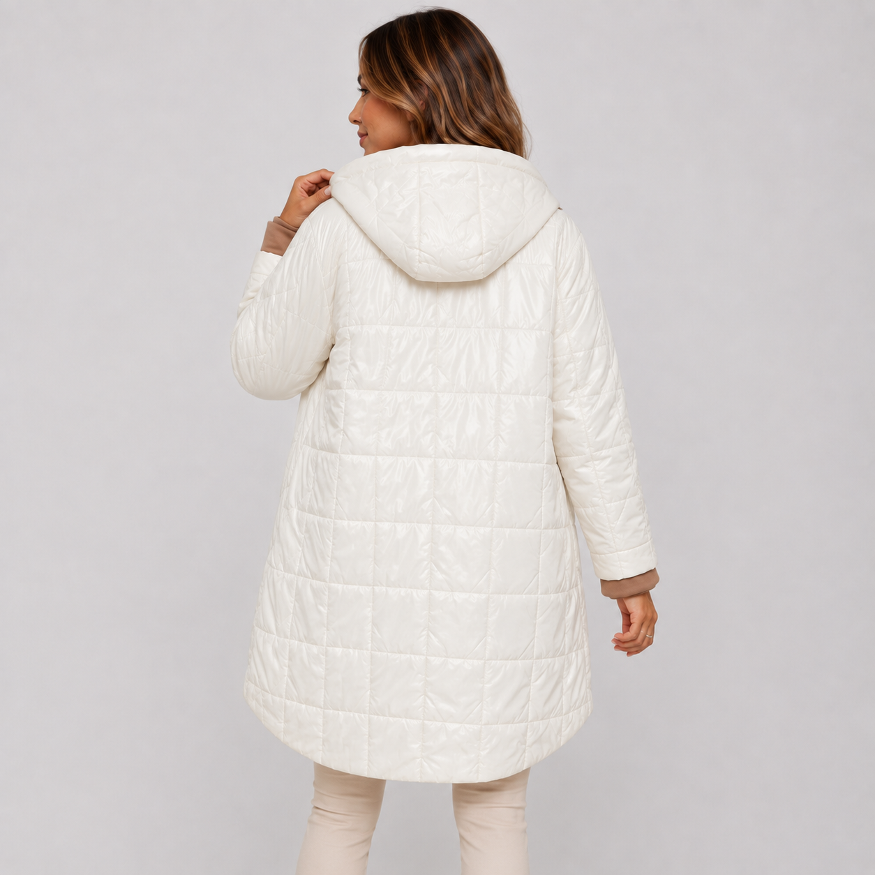 Montviro | Women's Midi Puffer Coat – Warm Hooded Jacket with Pockets