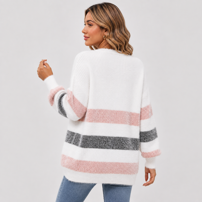 Montviro | Women’s Striped Knit Cardigan – Fall Winter Button Sweater