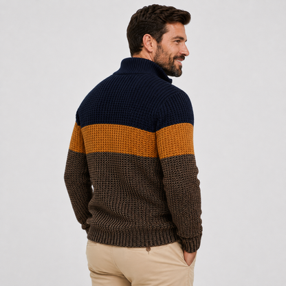 Montviro | Men’s Quarter-Zip Knit Sweater Classic Stripe