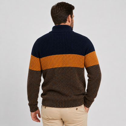 Montviro | Men’s Quarter-Zip Knit Sweater Classic Stripe