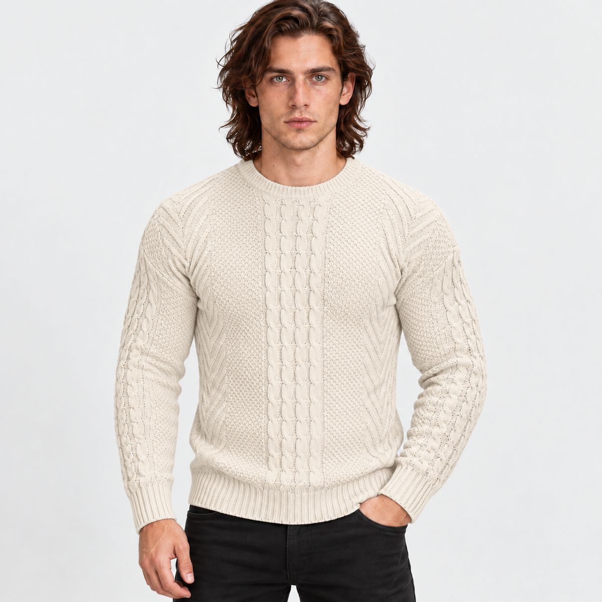 Montviro | Men's Knit Sweater Crew Neck Soft Pullover Fall Winter Top