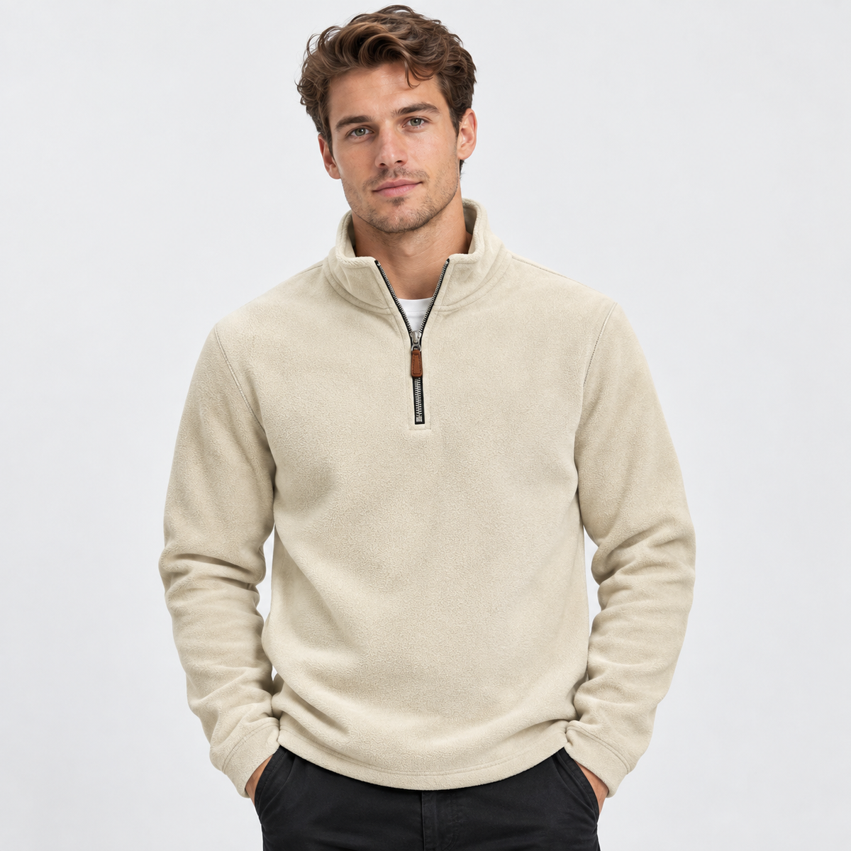 Montviro | Men's Half-Zip Pullover - Solid Color Sweatshirt
