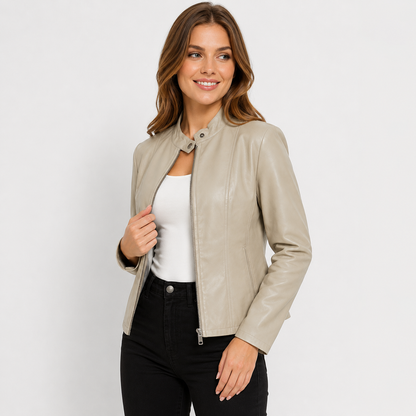 Montviro | Women's Leather Jacket - Full Zip Elegant Style