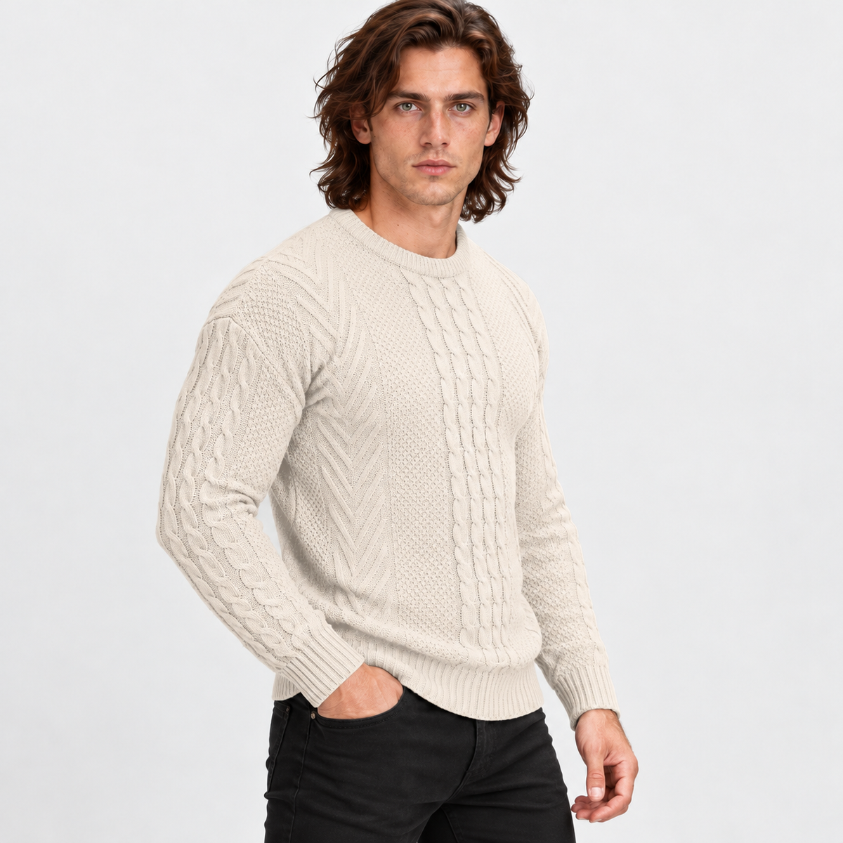 Montviro | Men's Knit Sweater Crew Neck Soft Pullover Fall Winter Top