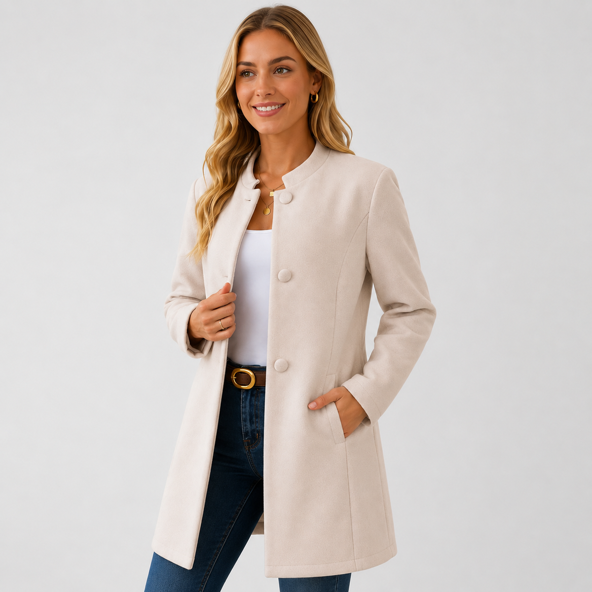 Montviro | Women's Stand Collar Jacket - Button-Up Fall Winter Style