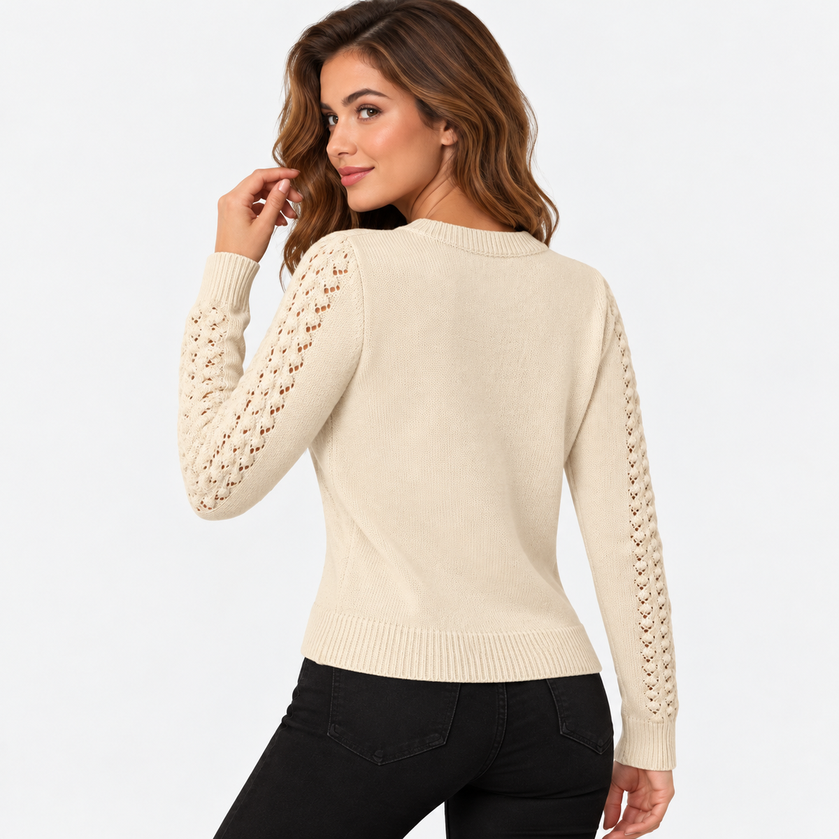 Montviro | Women's Cropped Knit Sweater with Hollow Out Design