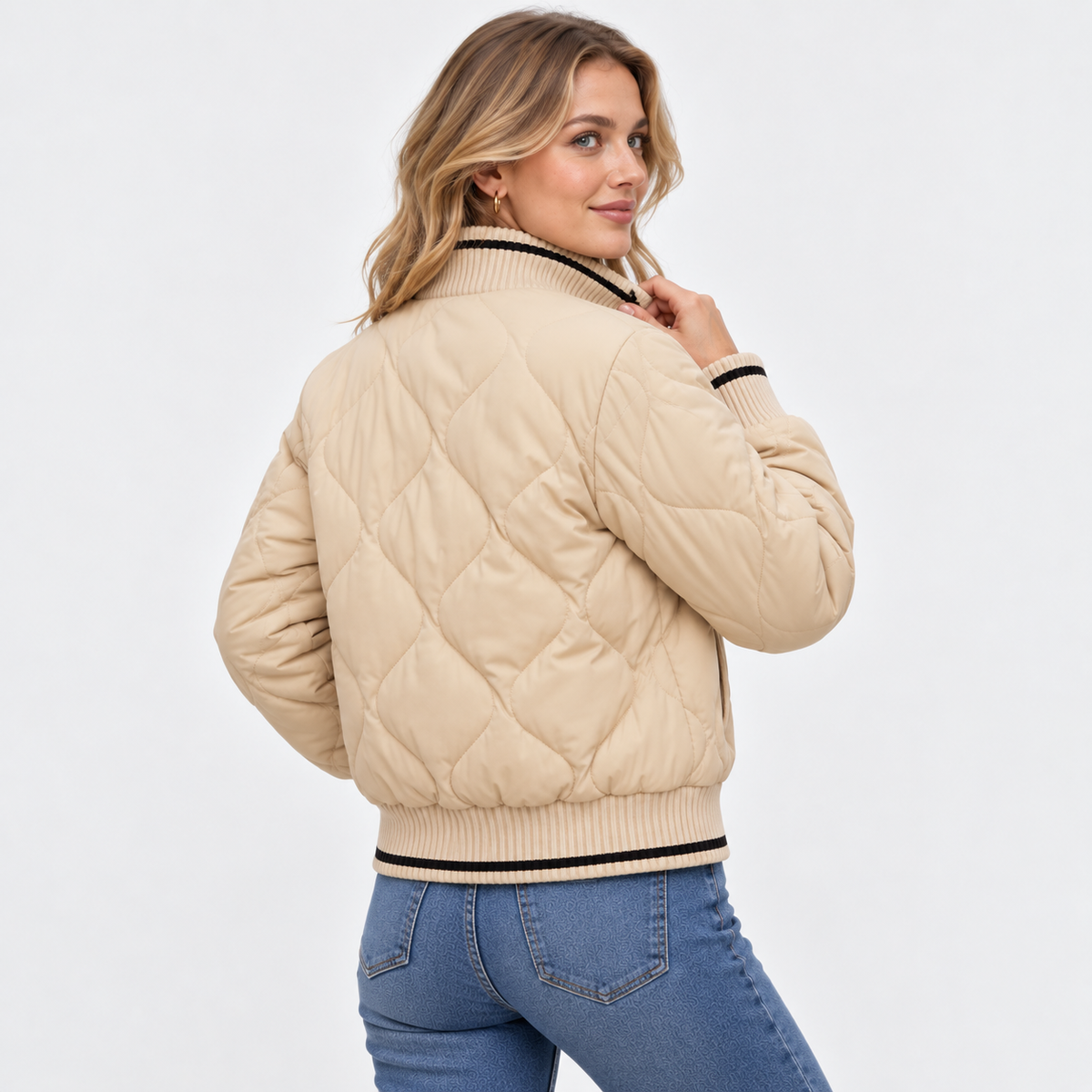 Montviro | Women's Padded Jacket - Geometric Color Block Design