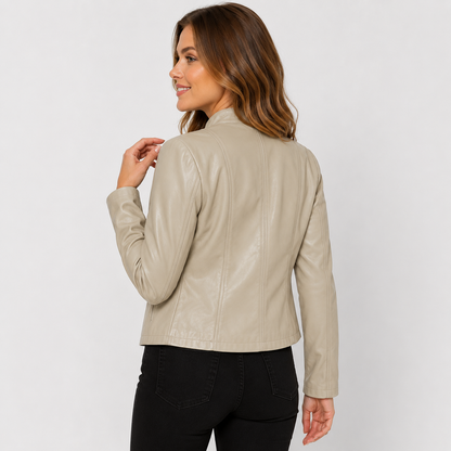 Montviro | Women's Leather Jacket - Full Zip Elegant Style