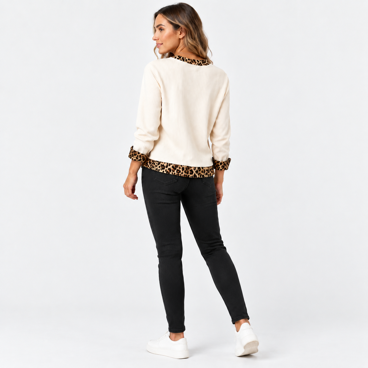 Montviro | Women’s Ribbed Texture Knit Top Relaxed Fit Spring Fall Wear