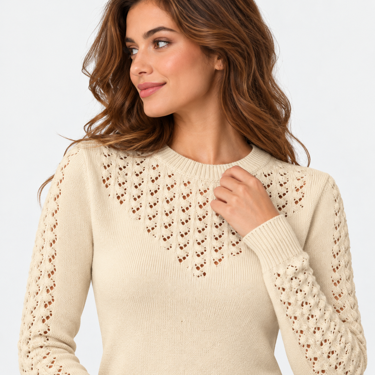Montviro | Women's Cropped Knit Sweater with Hollow Out Design