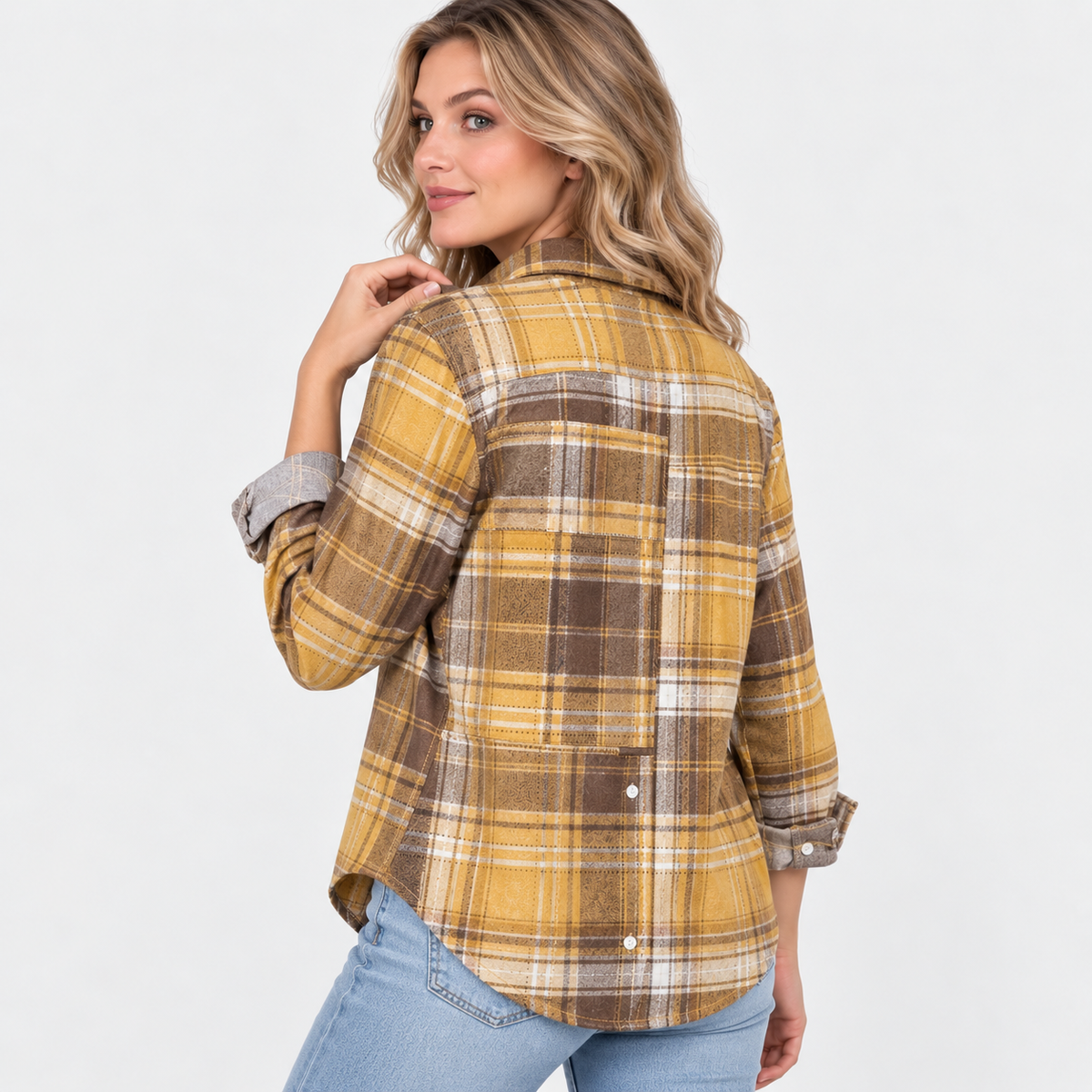 Montviro | Women’s Vintage Plaid Shirt Loose Fit Casual Fall Top