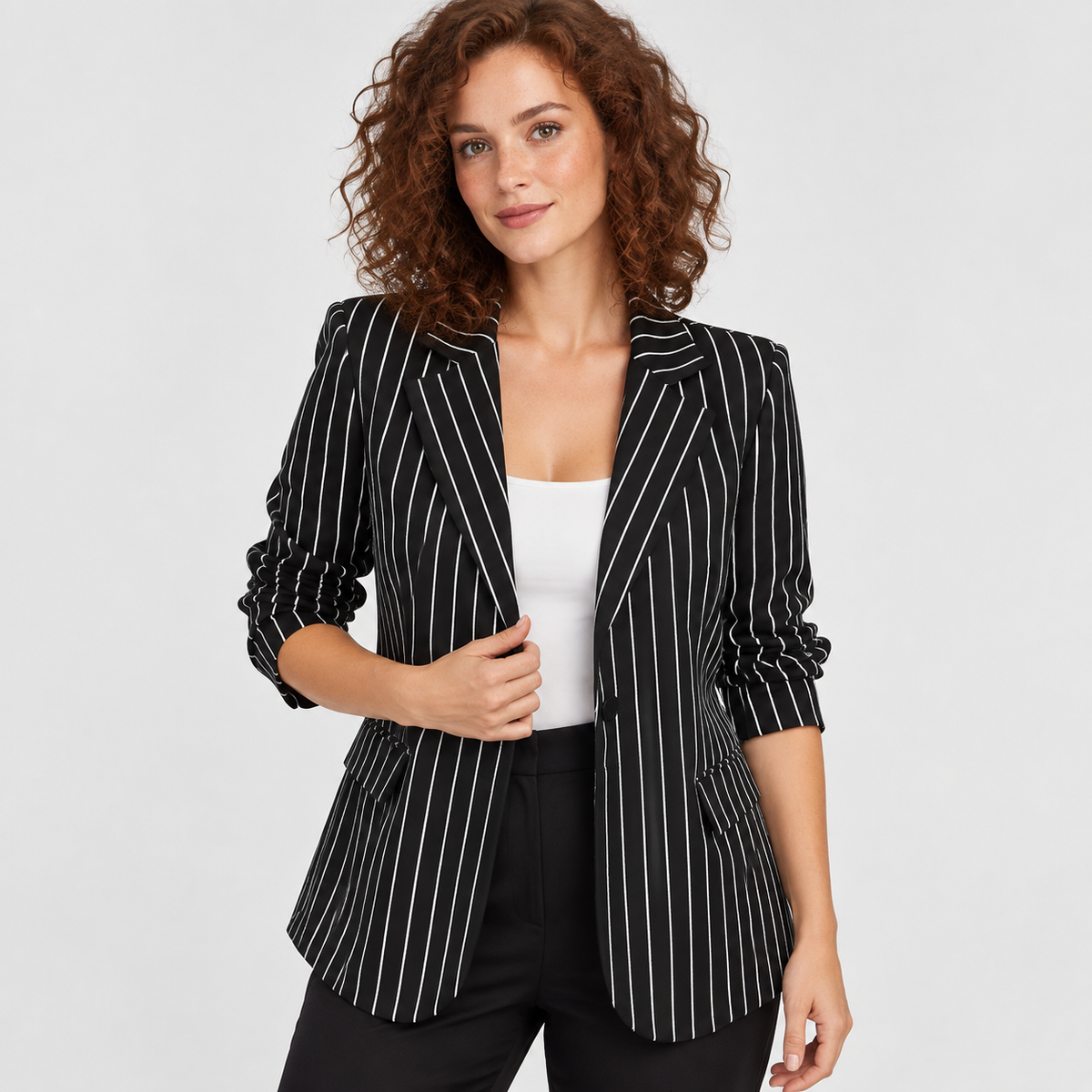 Montviro | Women’s Business Casual Striped Suit Jacket Polyester Coat